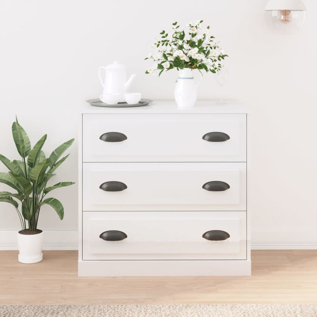 skænk 70x35,5x67,5 cm konstrueret træ hvid højglans