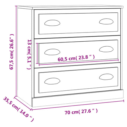 skænk 70x35,5x67,5 cm konstrueret træ røget egetræsfarve