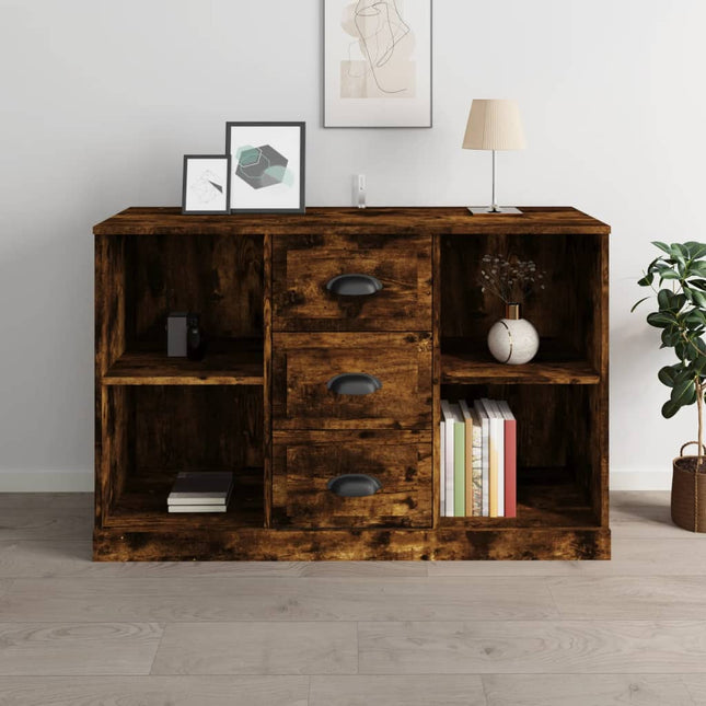 skænk 104,5x35,5x67,5 cm konstrueret træ røget egetræsfarve