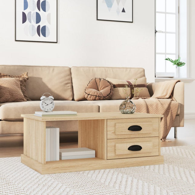 sofabord 90x50x35 cm konstrueret træ sonoma-eg
