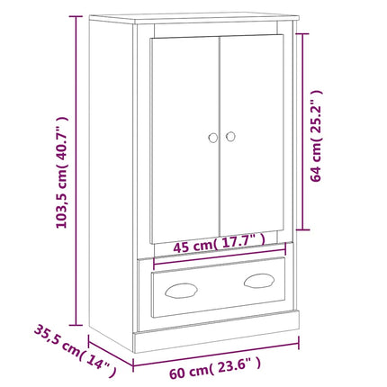 skænk 60x35,5x103,5 cm konstrueret træ hvid