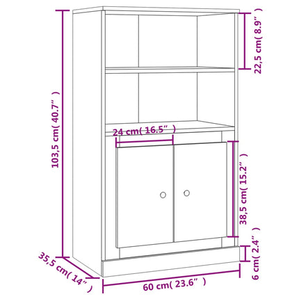 skænk 60x35,5x103,5 cm konstrueret træ røget egetræsfarve