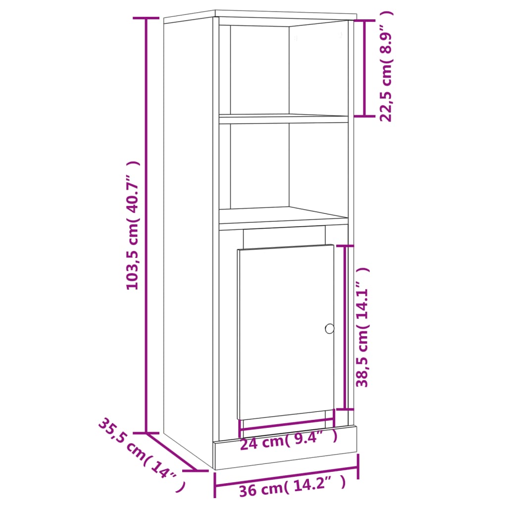 skab 36x35,5x103,5 cm konstrueret træ sonoma-eg