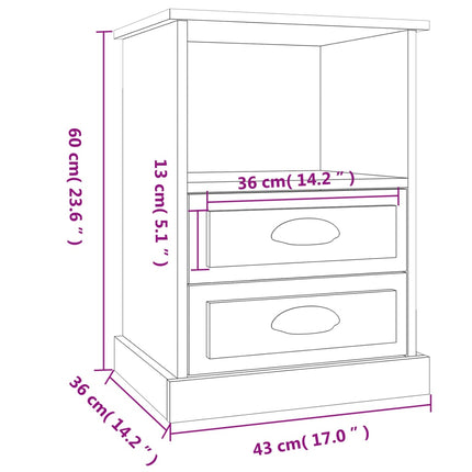 sengebord 43x36x60 cm hvid
