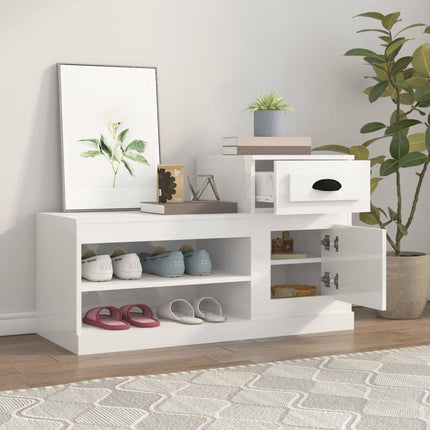 skoreol 100x42x60 cm konstrueret træ hvid højglans