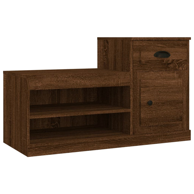 skoskab 100x42x60 cm konstrueret træ brun egetræsfarve