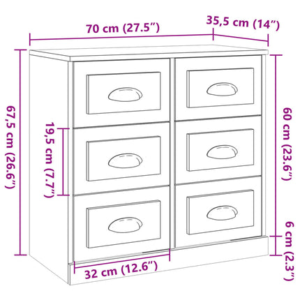 skænk 70x35,5x67,5 cm konstrueret træ grå sonoma-eg