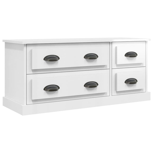 tv-bord 100x35,5x45 cm konstrueret træ hvid højglans