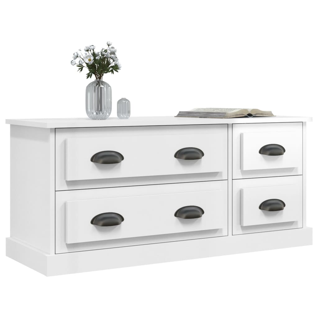 tv-bord 100x35,5x45 cm konstrueret træ hvid højglans