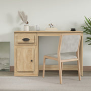 skrivebord m. skuffer 115x50x75 cm konstrueret træ sonoma-eg