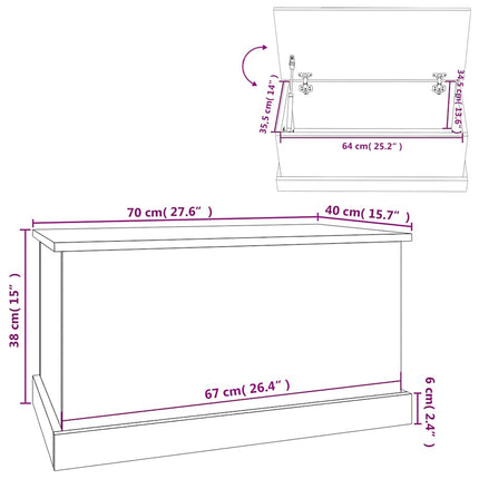 opbevaringskasse 70x40x38 cm konstrueret træ sort
