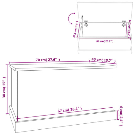 opbevaringskasse sonoma eg 70x40x38 cm konstrueret træ