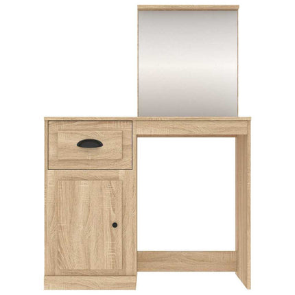 makeupbord med spejl 90x50x132,5 cm konstrueret træ sonoma-eg