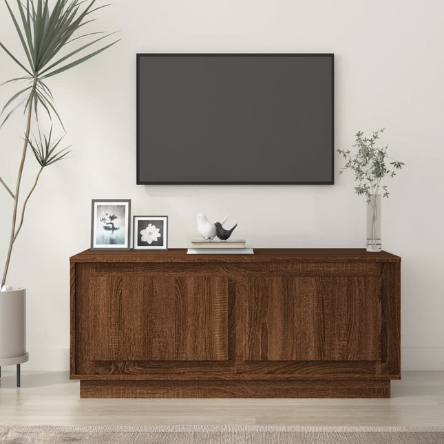 sofabord 102x50x44 cm konstrueret træ brun egetræsfarve