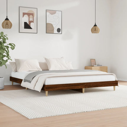 sengeramme uden madras 200x200 cm konstrueret træ brun eg