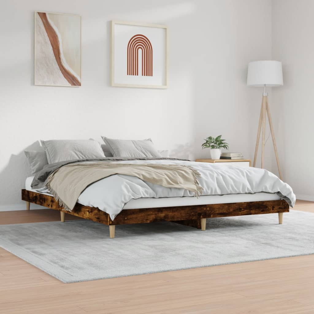 sengeramme 140x200 cm uden madras konstrueret træ røget eg