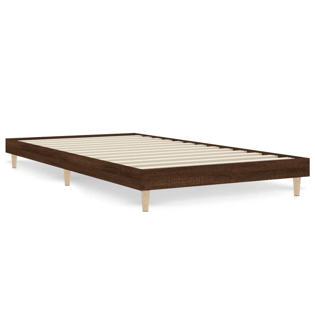 sengeramme 90x200 cm uden madras konstrueret træ brunt eg