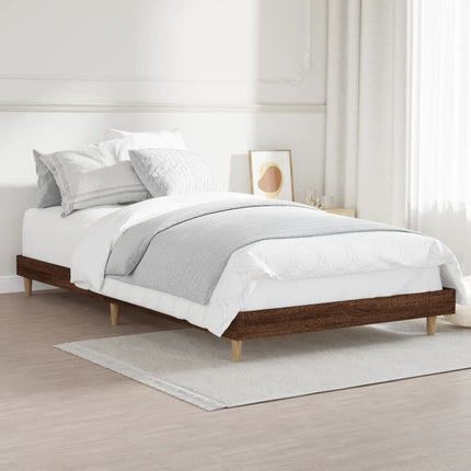 sengeramme 90x200 cm uden madras konstrueret træ brunt eg