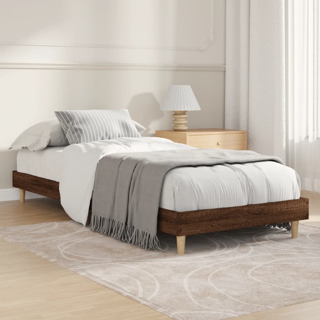 sengeramme 75x190 cm uden madras konstrueret træ brunt eg