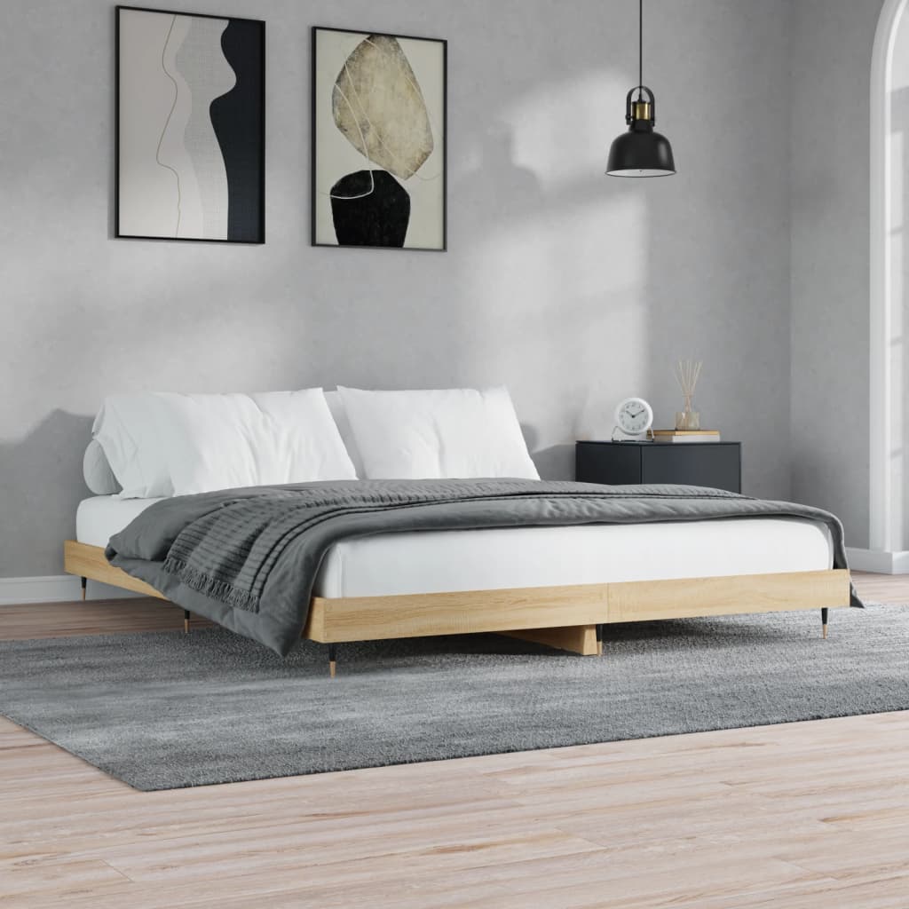 sengeramme uden madras 200x200 cm konstrueret træ sonoma-eg
