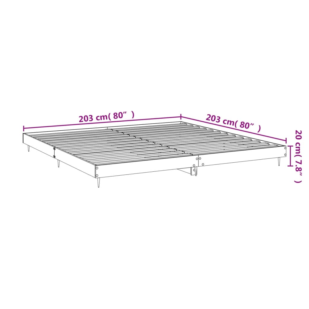 sengeramme uden madras 200x200 cm konstrueret træ sonoma-eg