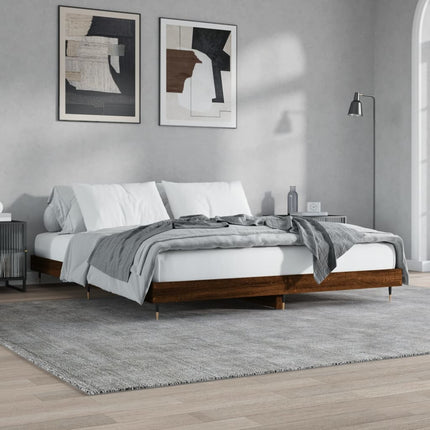 sengeramme uden madras 200x200 cm konstrueret træ brun eg
