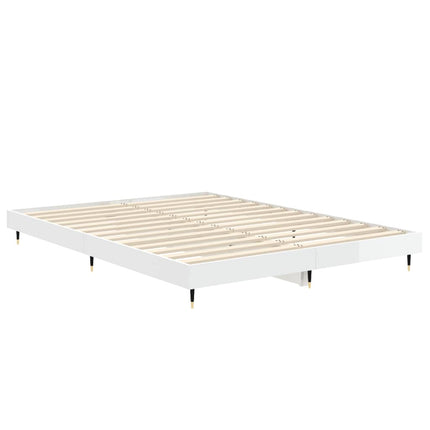 sengestel 140x190 cm konstrueret træ hvid højglans
