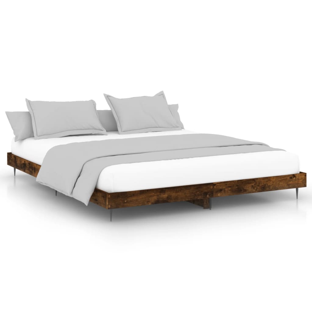 sengeramme 150x200 cm uden madras konstrueret træ røget eg
