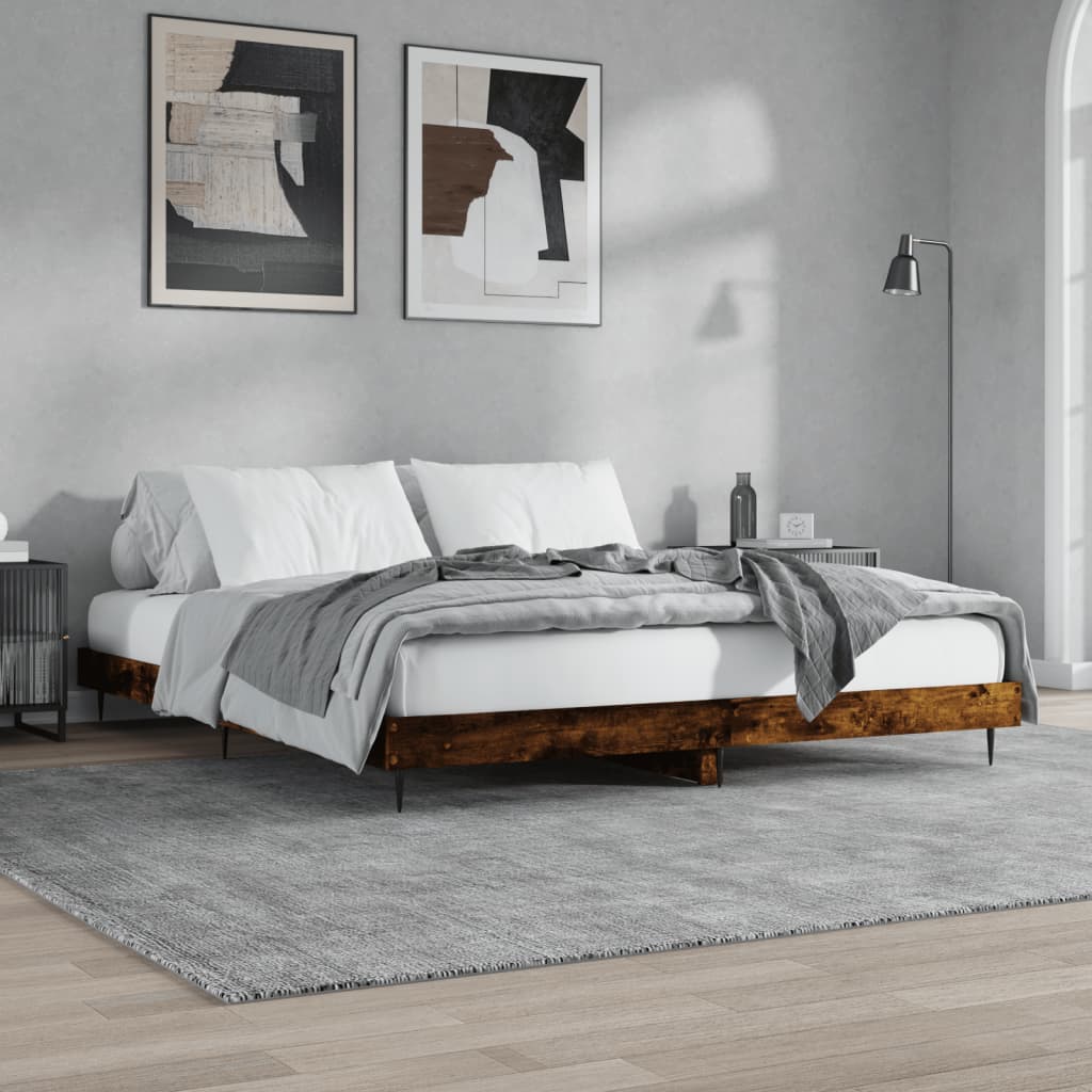 sengeramme 150x200 cm uden madras konstrueret træ røget eg
