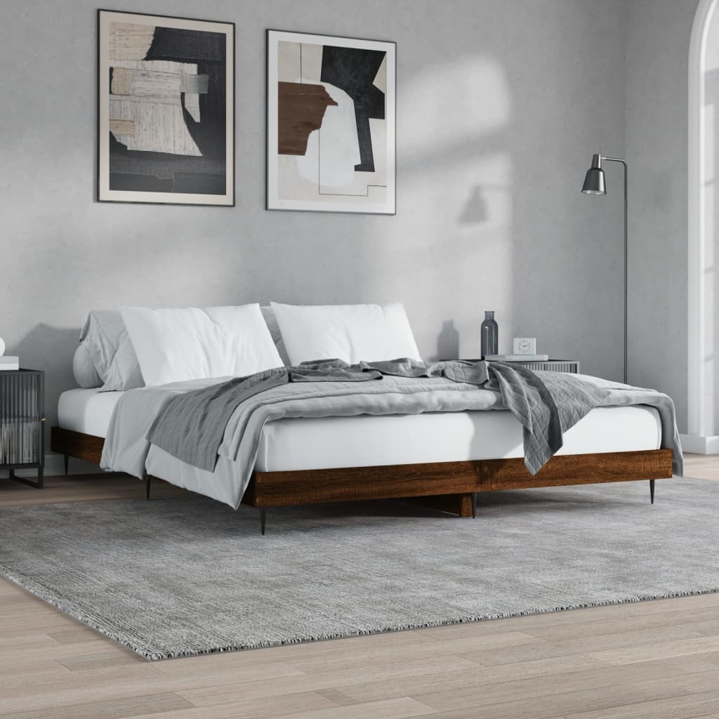 sengeramme 120x200 cm uden madras konstrueret træ brunt eg