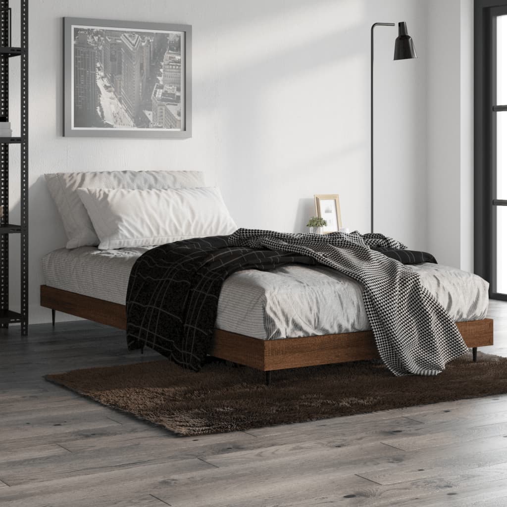 sengeramme 100x200 cm uden madras konstrueret træ brunt eg