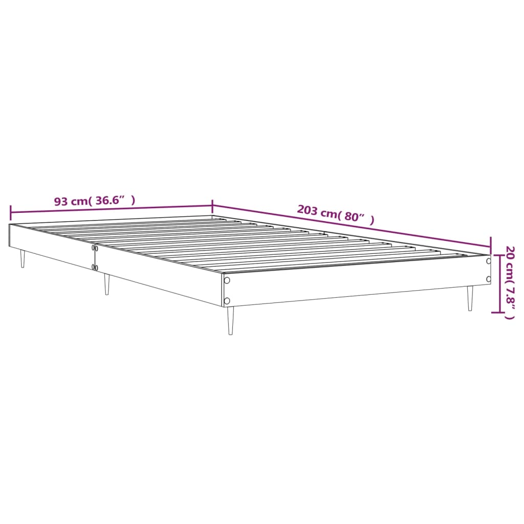 sengeramme 90x200 cm uden madras konstrueret træ brunt eg