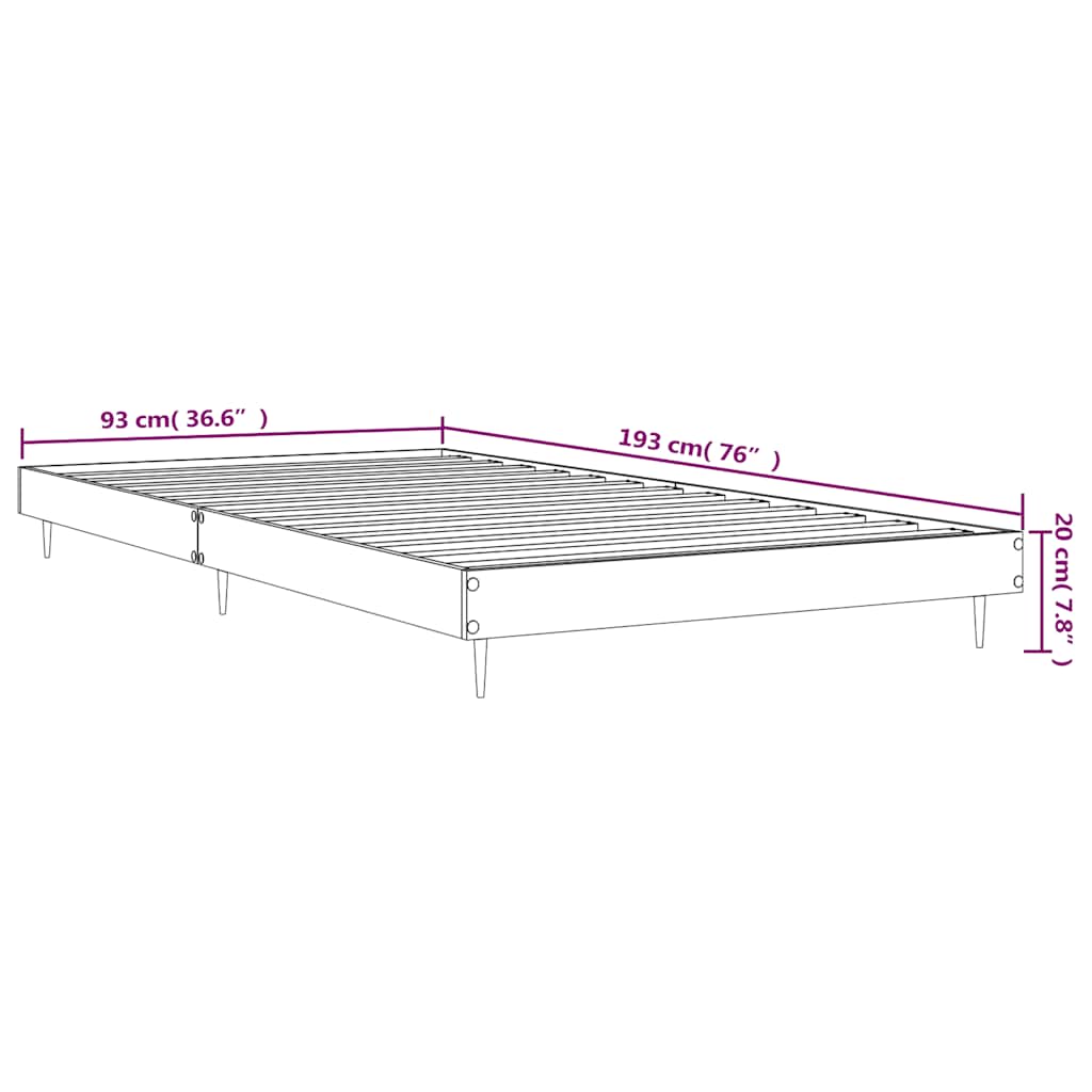 sengeramme 90x190 cm konstrueret træ hvid højglans