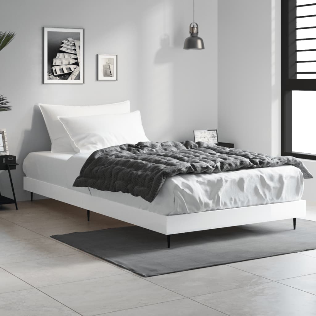 sengeramme 90x190 cm konstrueret træ hvid højglans