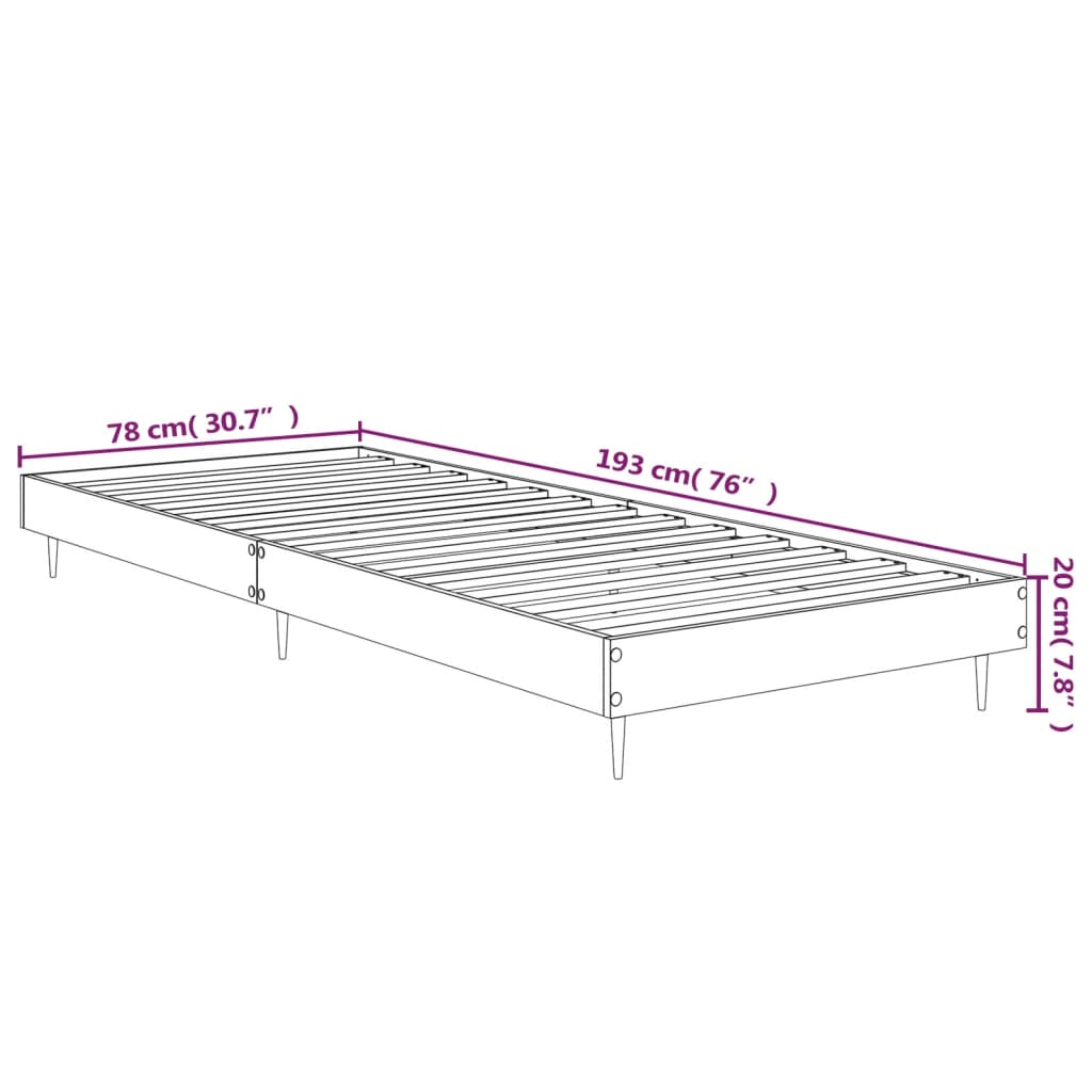 sengeramme 75x190 cm uden madras konstrueret træ sonoma-eg