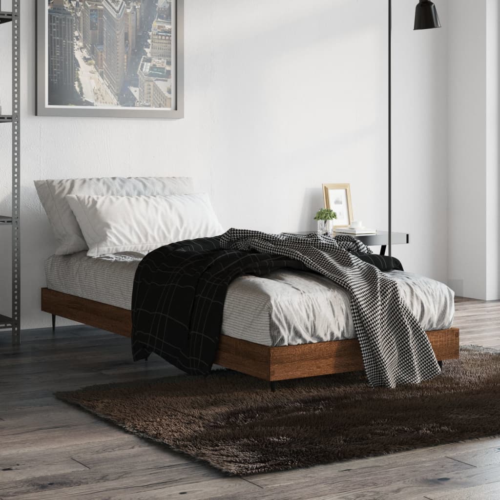 sengeramme 75x190 cm uden madras konstrueret træ brunt eg