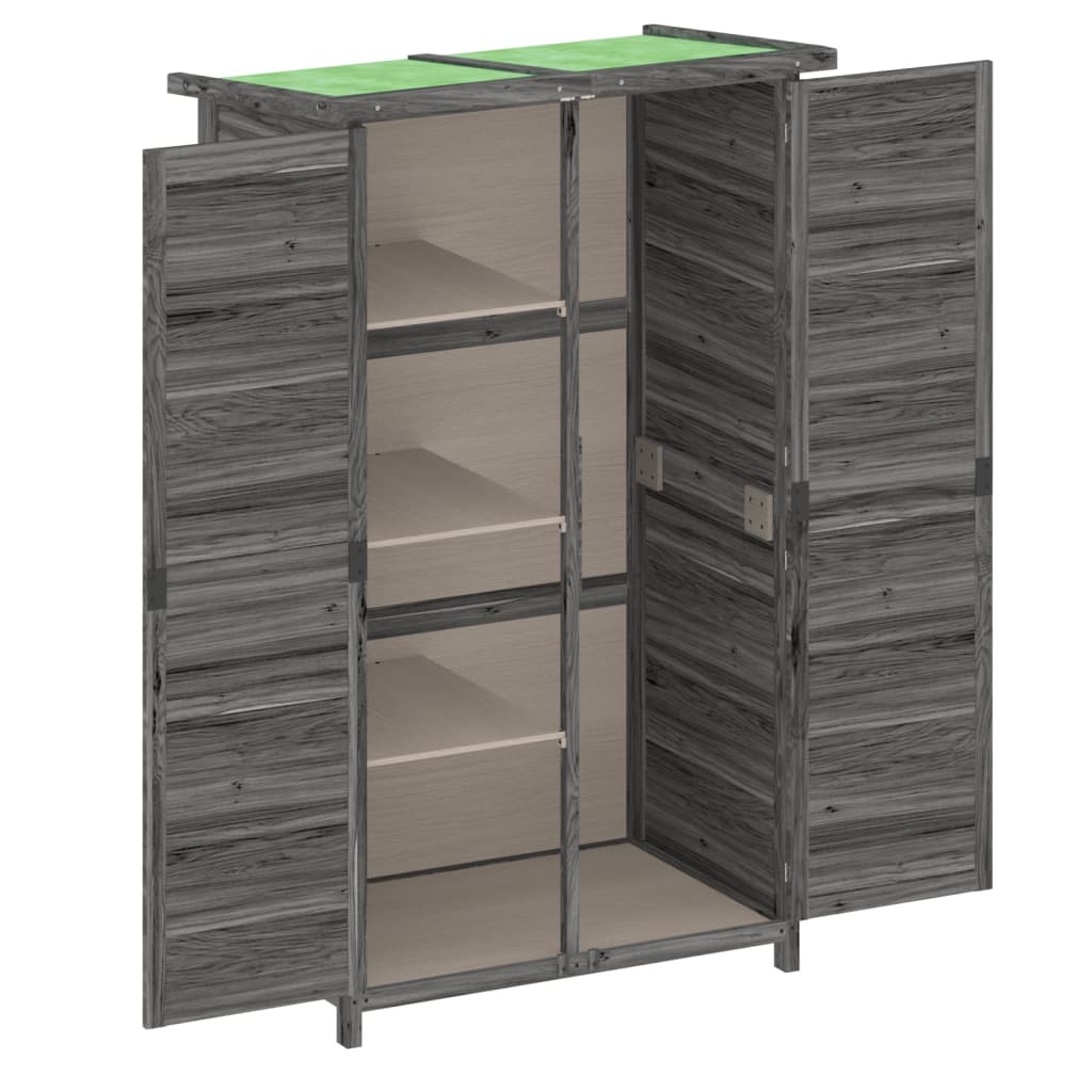 redskabsskur til haven 83x57x140 cm massivt fyrretræ grå