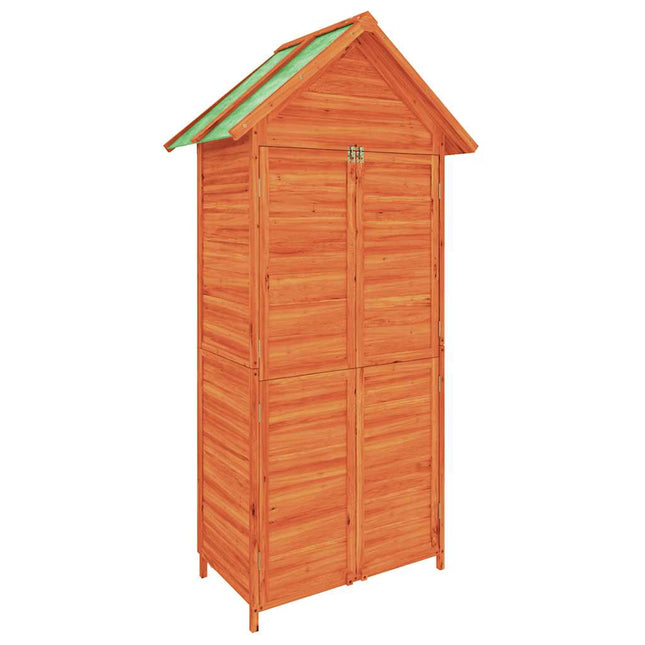 redskabsskur til haven 89x52,5x175 cm massivt fyrretræ brun