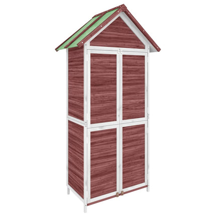 redskabsskur til haven 89x52,5x175 cm massivt fyrretræ mokka