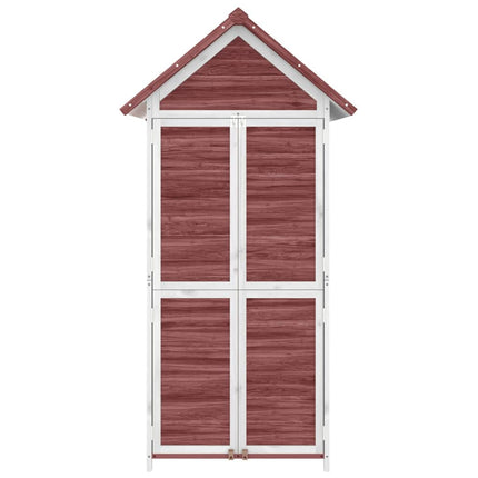 redskabsskur til haven 89x52,5x175 cm massivt fyrretræ mokka