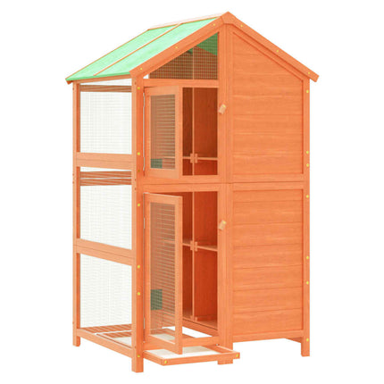 fuglebur 97x81x152 cm massivt fyrretræ brun