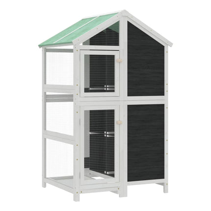 fuglebur 97x81x152 cm massivt fyrretræ grå