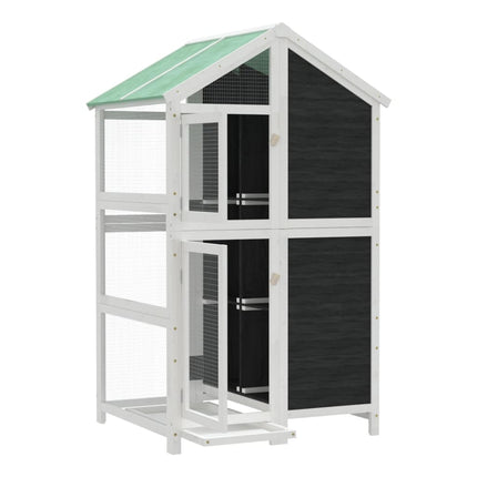 fuglebur 97x81x152 cm massivt fyrretræ grå