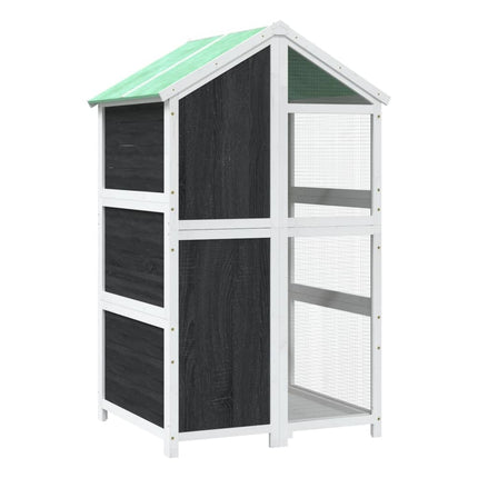 fuglebur 97x81x152 cm massivt fyrretræ grå