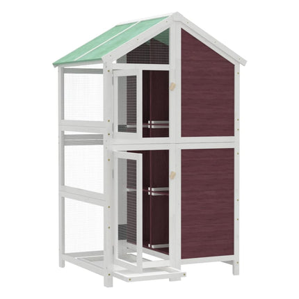 fuglebur 97x81x152 cm massivt fyrretræ mokkafarvet