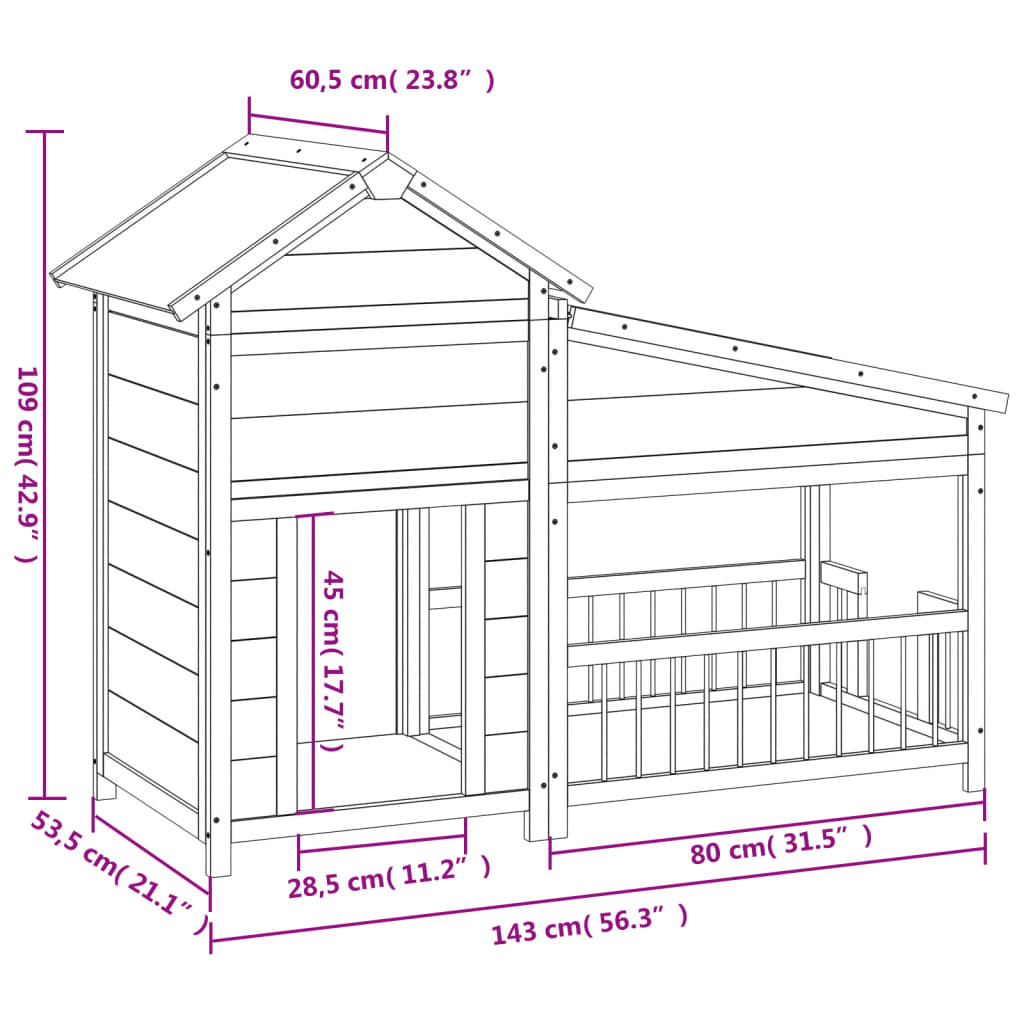 hundehus 143x60,5x109 cm massivt fyrretræ mokkafarvet