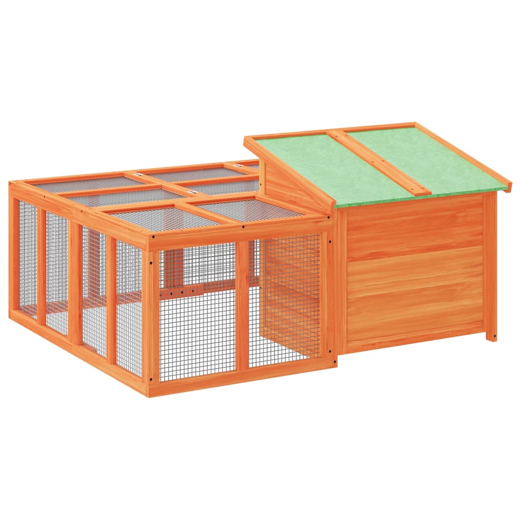 kaninbur 144x123x67,5 cm massivt fyrretræ brun