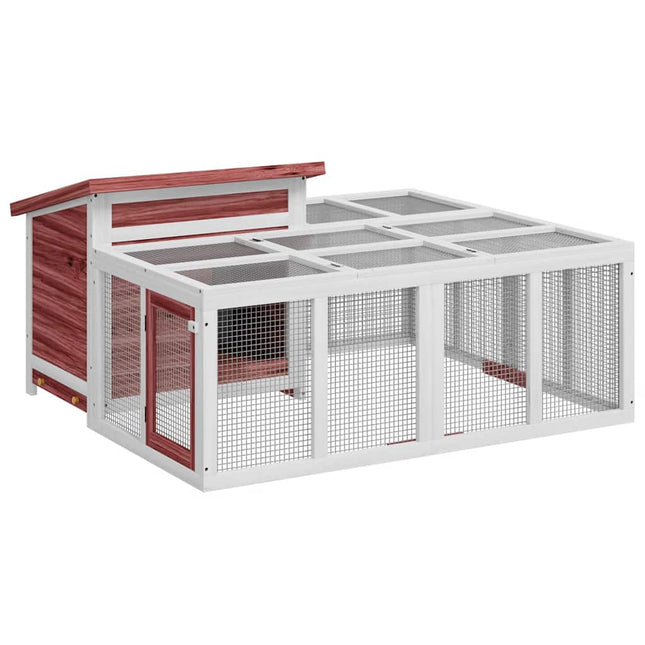 kaninbur 144x123x67,5 cm massivt fyrretræ mokkafarvet