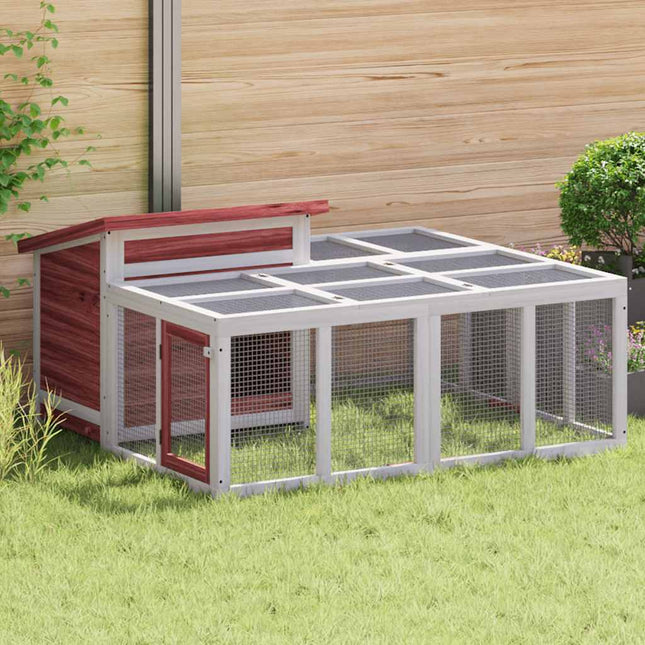 kaninbur 144x123x67,5 cm massivt fyrretræ mokkafarvet