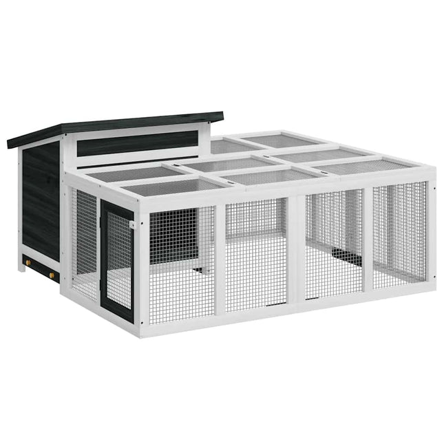 kaninbur 144x123x67,5 cm massivt fyrretræ grå
